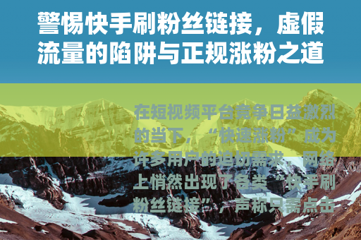 警惕快手刷粉丝链接，虚假流量的陷阱与正规涨粉之道