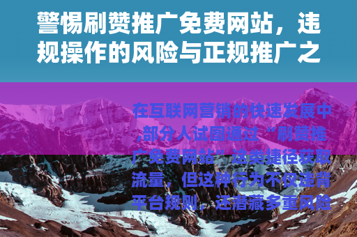 警惕刷赞推广免费网站，违规操作的风险与正规推广之道