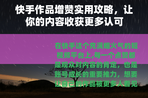 快手作品增赞实用攻略，让你的内容收获更多认可