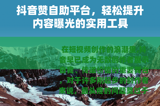 抖音赞自助平台，轻松提升内容曝光的实用工具