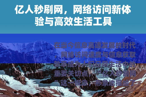 亿人秒刷网，网络访问新体验与高效生活工具