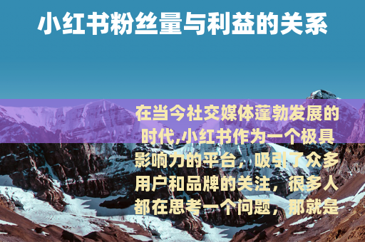 小红书粉丝量与利益的关系