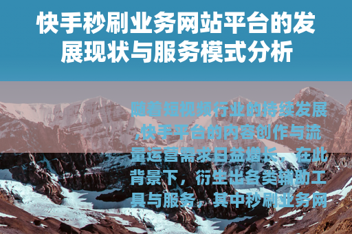 快手秒刷业务网站平台的发展现状与服务模式分析