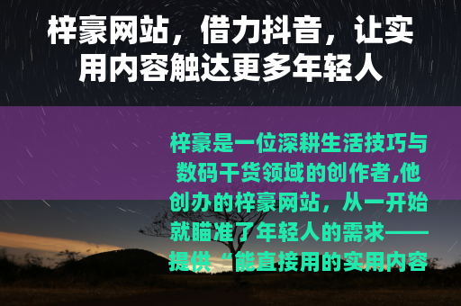梓豪网站，借力抖音，让实用内容触达更多年轻人