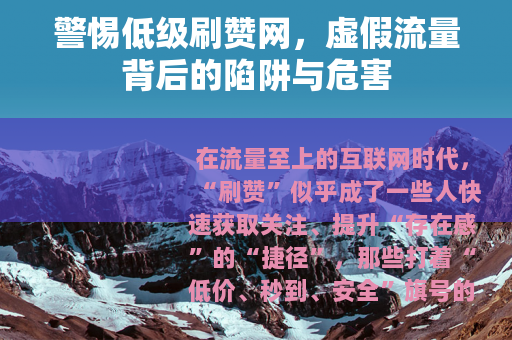警惕低级刷赞网，虚假流量背后的陷阱与危害