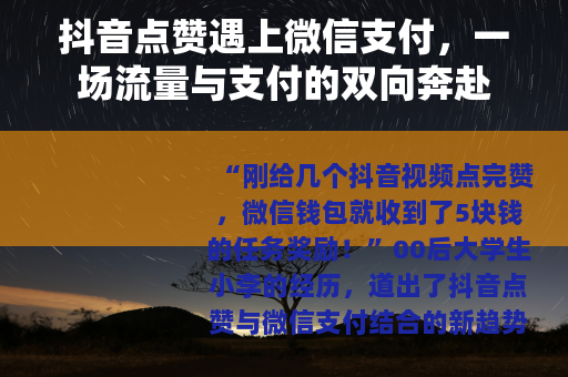 抖音点赞遇上微信支付，一场流量与支付的双向奔赴