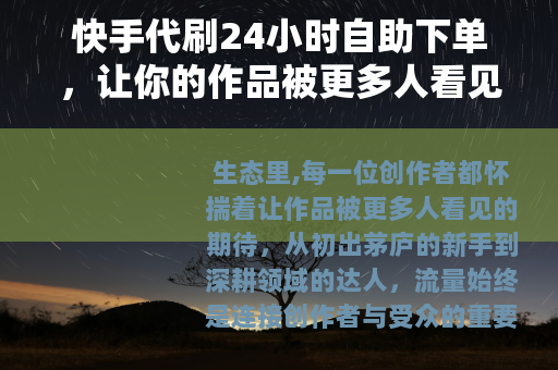 快手代刷24小时自助下单，让你的作品被更多人看见