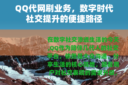 QQ代网刷业务，数字时代社交提升的便捷路径