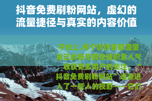 抖音免费刷粉网站，虚幻的流量捷径与真实的内容价值
