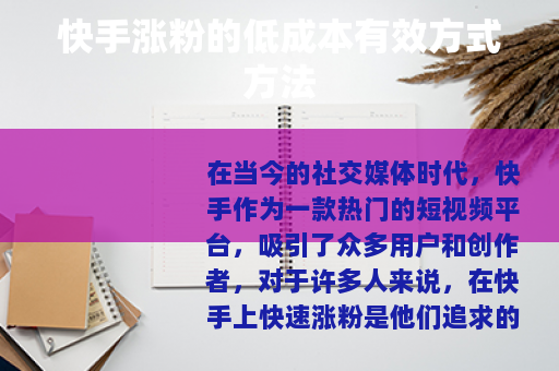 快手涨粉的低成本有效方式方法