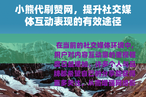 小熊代刷赞网，提升社交媒体互动表现的有效途径