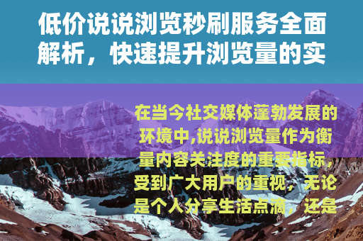 低价说说浏览秒刷服务全面解析，快速提升浏览量的实用方案