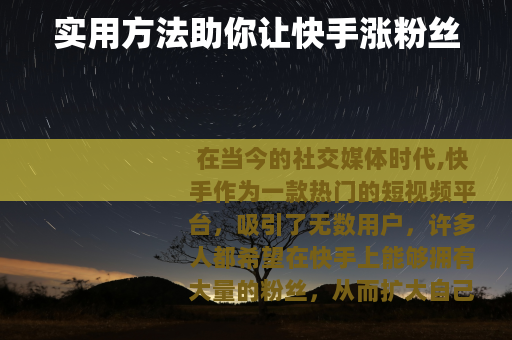 实用方法助你让快手涨粉丝