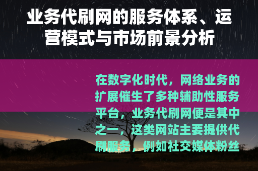 业务代刷网的服务体系、运营模式与市场前景分析