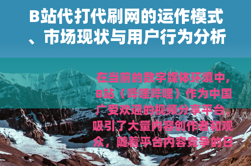 B站代打代刷网的运作模式、市场现状与用户行为分析