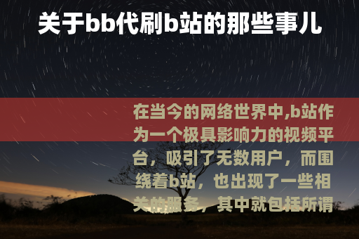 关于bb代刷b站的那些事儿