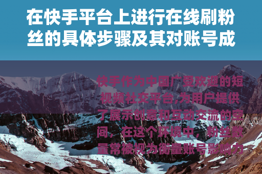 在快手平台上进行在线刷粉丝的具体步骤及其对账号成长的利弊