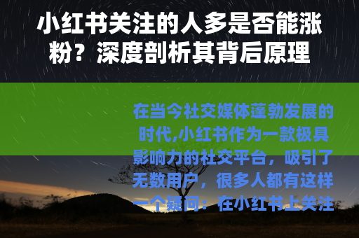 小红书关注的人多是否能涨粉？深度剖析其背后原理