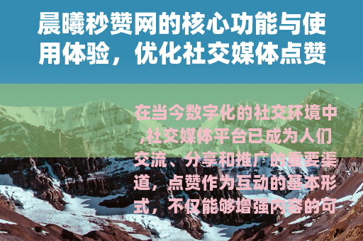 晨曦秒赞网的核心功能与使用体验，优化社交媒体点赞效率的实用平台