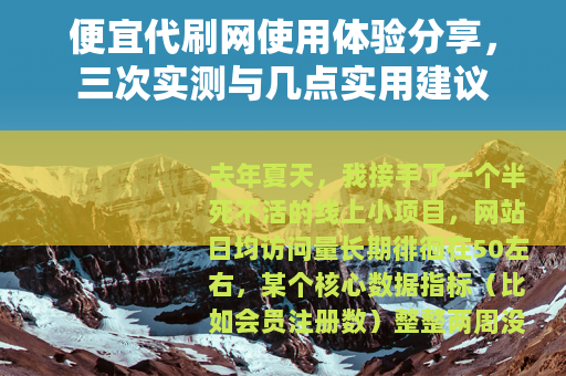 便宜代刷网使用体验分享，三次实测与几点实用建议