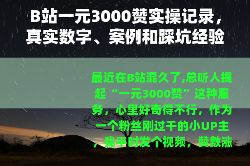 B站一元3000赞实操记录，真实数字、案例和踩坑经验谈