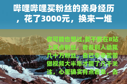 哔哩哔哩买粉丝的亲身经历，花了3000元，换来一堆不会动的数字