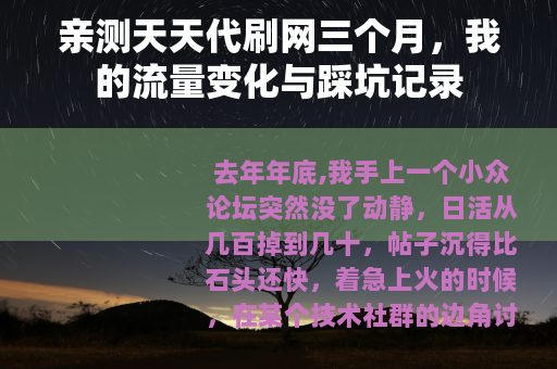 亲测天天代刷网三个月，我的流量变化与踩坑记录