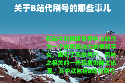 关于B站代刷号的那些事儿