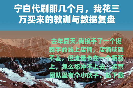 宁白代刷那几个月，我花三万买来的教训与数据复盘