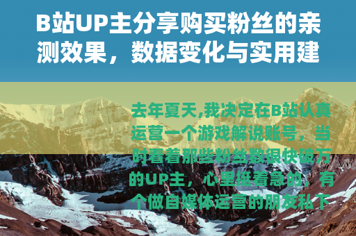 B站UP主分享购买粉丝的亲测效果，数据变化与实用建议