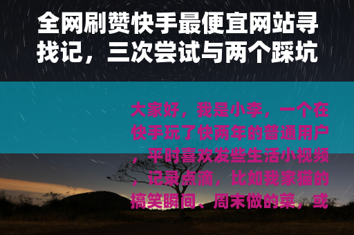 全网刷赞快手最便宜网站寻找记，三次尝试与两个踩坑案例分享