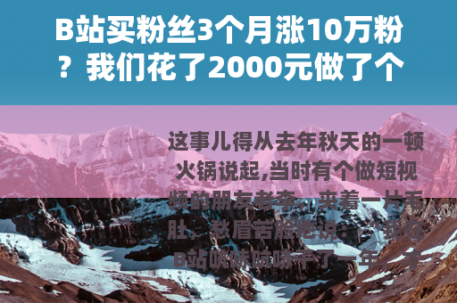 B站买粉丝3个月涨10万粉？我们花了2000元做了个实验