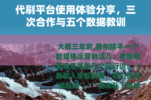 代刷平台使用体验分享，三次合作与五个数据教训