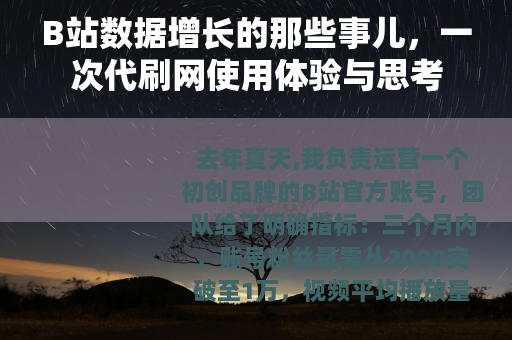 B站数据增长的那些事儿，一次代刷网使用体验与思考