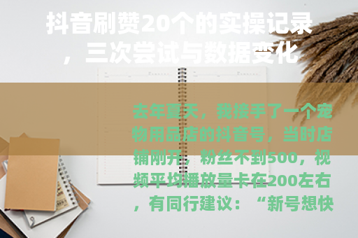 抖音刷赞20个的实操记录，三次尝试与数据变化