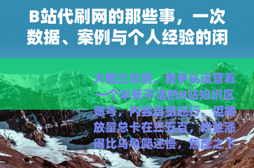 B站代刷网的那些事，一次数据、案例与个人经验的闲聊