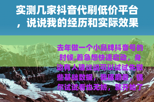 实测几家抖音代刷低价平台，说说我的经历和实际效果