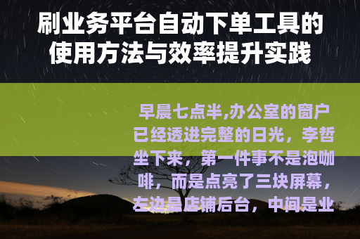 刷业务平台自动下单工具的使用方法与效率提升实践