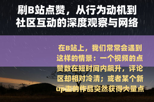 刷B站点赞，从行为动机到社区互动的深度观察与网络文化反思