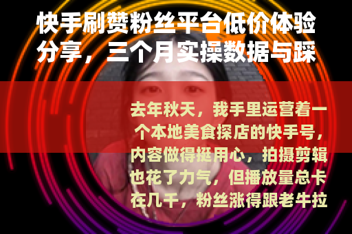 快手刷赞粉丝平台低价体验分享，三个月实操数据与踩坑记录