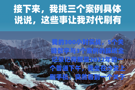 接下来，我挑三个案例具体说说，这些事让我对代刷有了更实的体会