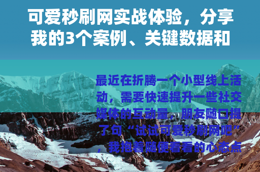 可爱秒刷网实战体验，分享我的3个案例、关键数据和踩坑教训