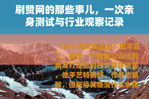 刷赞网的那些事儿，一次亲身测试与行业观察记录