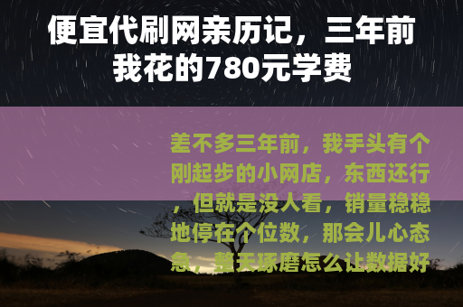 便宜代刷网亲历记，三年前我花的780元学费