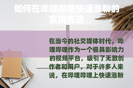 如何在哔哩哔哩快速涨粉的实用方法