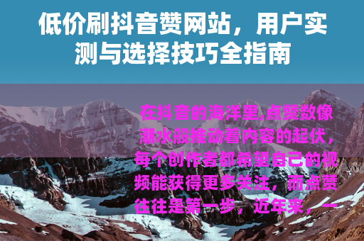 低价刷抖音赞网站，用户实测与选择技巧全指南