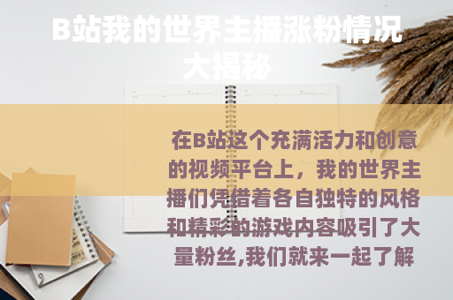 B站我的世界主播涨粉情况大揭秘