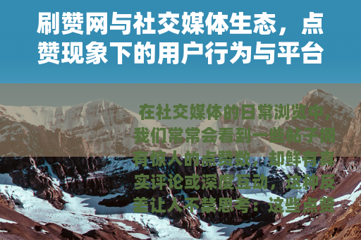 刷赞网与社交媒体生态，点赞现象下的用户行为与平台应对观察