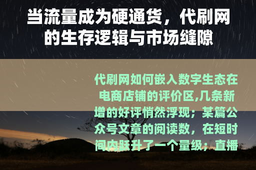 当流量成为硬通货，代刷网的生存逻辑与市场缝隙