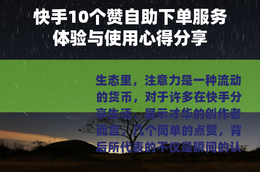 快手10个赞自助下单服务体验与使用心得分享